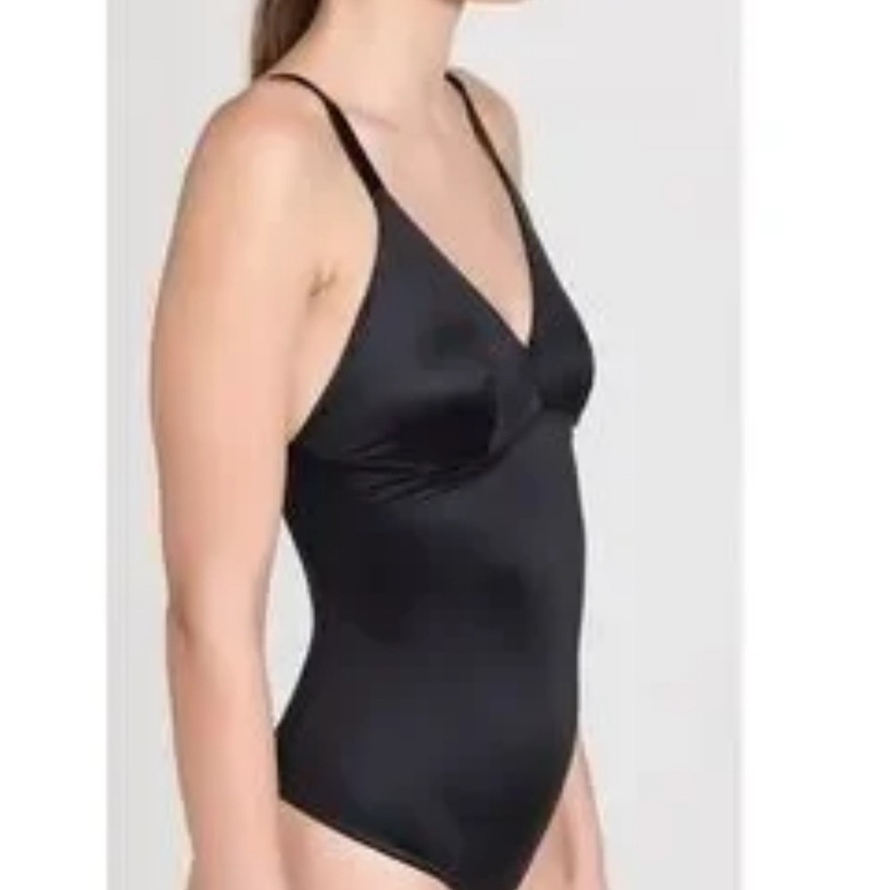 SPANX Black satin‎ thong bodysuit - Picture 2 of 9